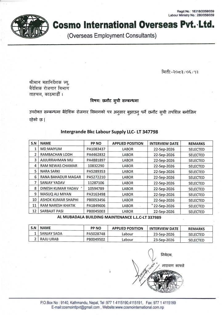 SELECTION LIST